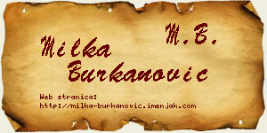 Milka Burkanović vizit kartica
